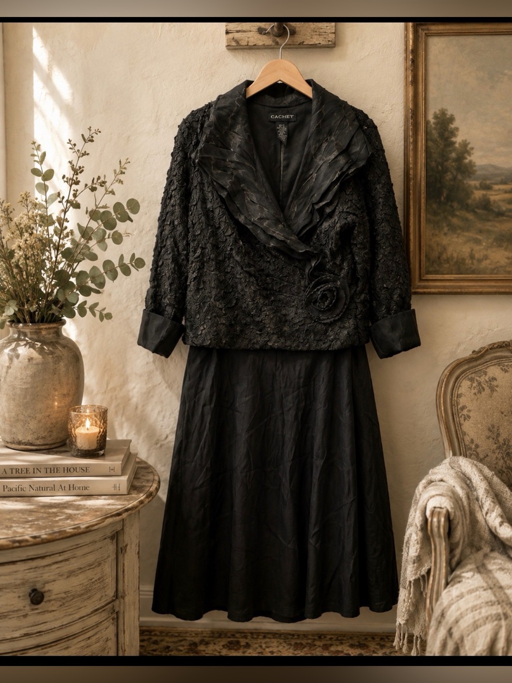 Cachet size 14 black maxi dress gown